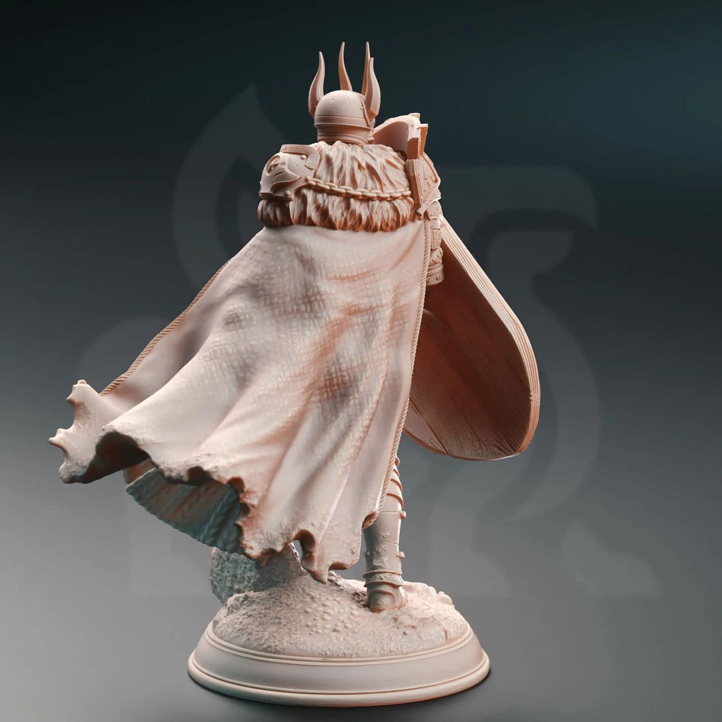 Paladin miniature figurine as seen from the behind
