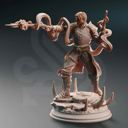 Human magic marksman miniature in shooting pose seen from the front