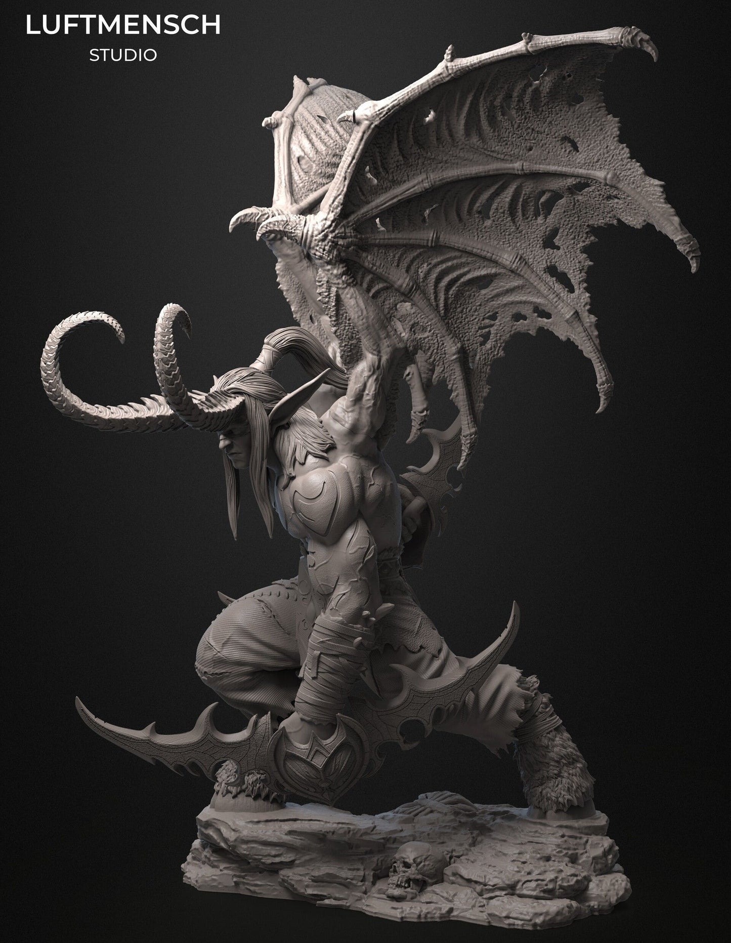 Illidan Stormrage figure 3D printed in resin