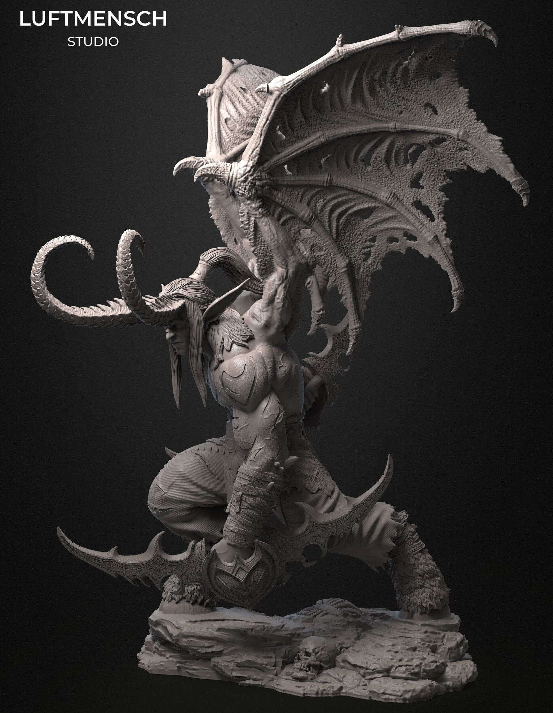 Illidan Stormrage figure 3D printed in resin