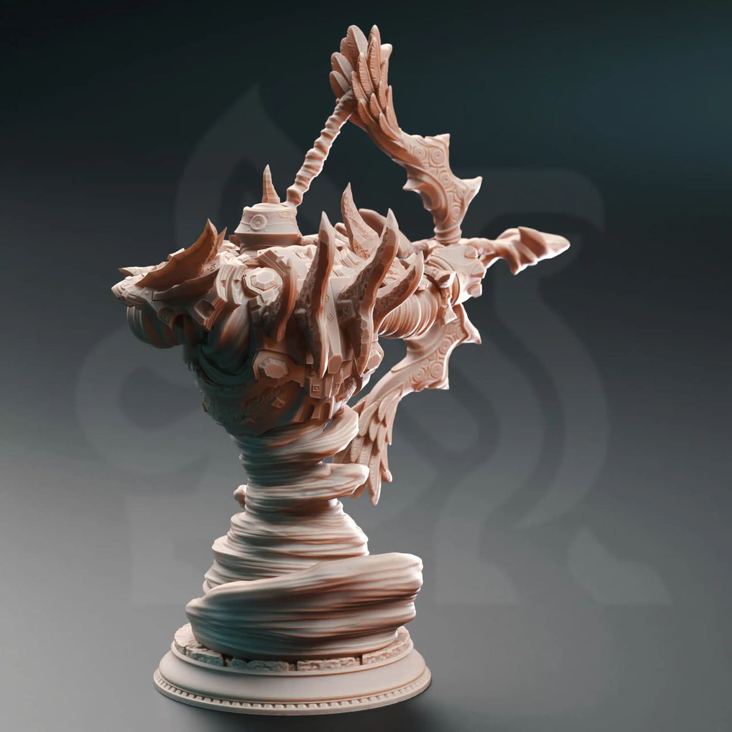 Elemental myrmidon miniature holding a bow seen from behind